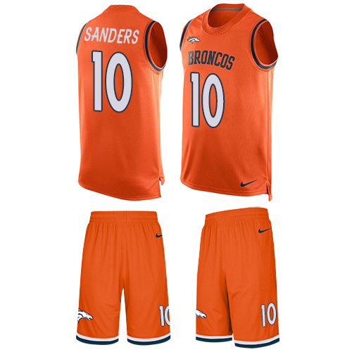 Nike Broncos #10 Emmanuel Sanders Orange Team Color Men's Stitched NFL Limited Tank Top Suit Jersey - Click Image to Close